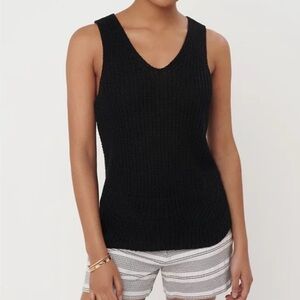 Loft Black Double V Knit Sweater Tank Top, women’s size medium. V-neck Academia